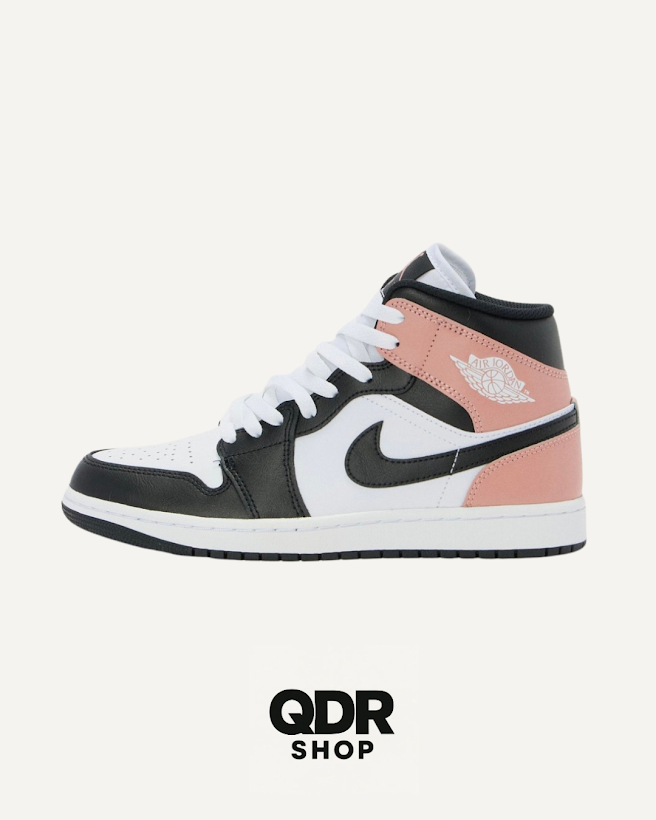 Air Jordan One Mid Blanc/Rose/Noir